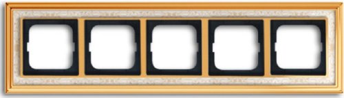 Рамка универсальная ABB Династия 5-м. полированная латунь/белая роспись картинка